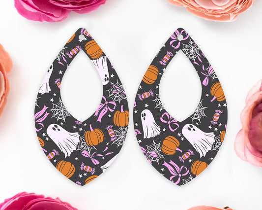 Bow Ghosts Halloween Teardrop Earrings Blanks