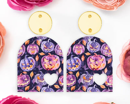 Spooky Pumpkins Halloween Heart Arch Earring Blanks