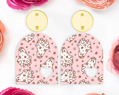 Groovy Ghosts Halloween Heart Arch Earring Blanks