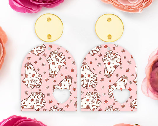 Groovy Ghosts Halloween Heart Arch Earring Blanks