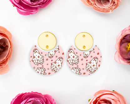 Groovy Ghosts Halloween Circle Drop Earring Blanks