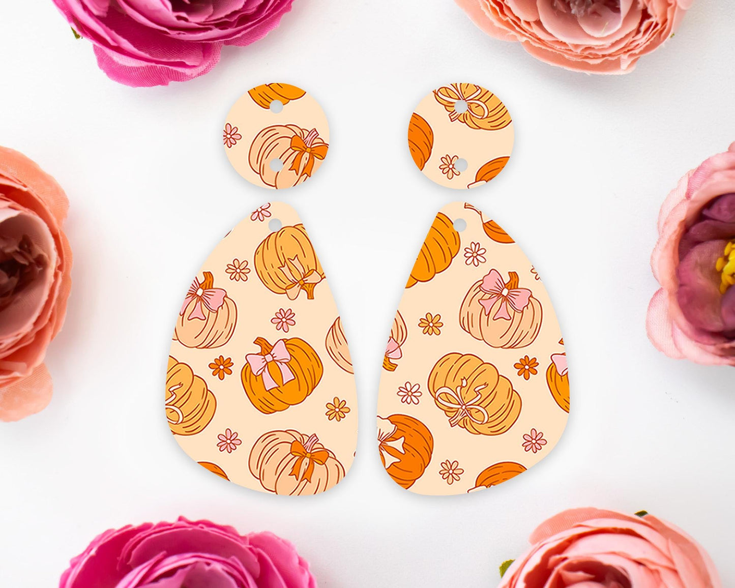 Bow Pumpkins Teardrop Earring Blanks