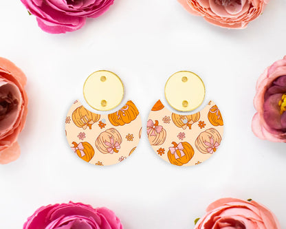 Bow Pumpkins Circle Drop Earring Blanks