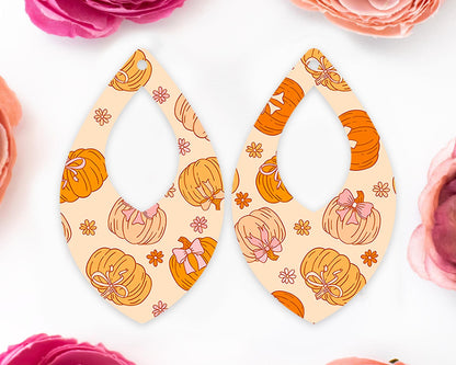 Bow Pumpkins Diamond Teardrop Earrings Blanks