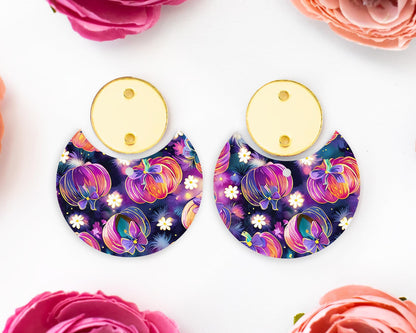 Dark Bow Pumpkins Circle Drop Earring Blanks