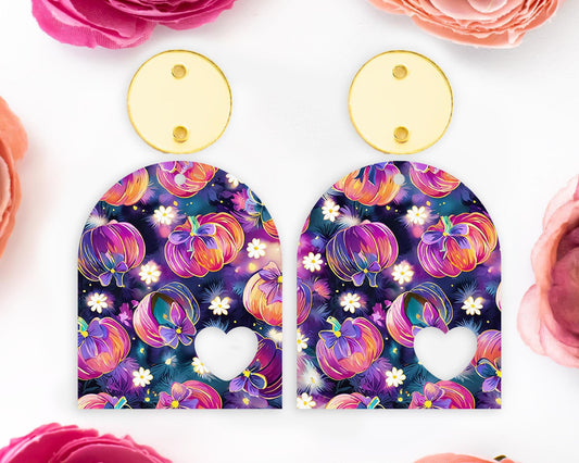 Dark Bow Pumpkins Heart Arch Earring Blanks