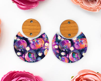 Dark Bow Pumpkins Circle Drop Earring Blanks