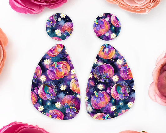 Dark Bow Pumpkins Teardrop Earring Blanks