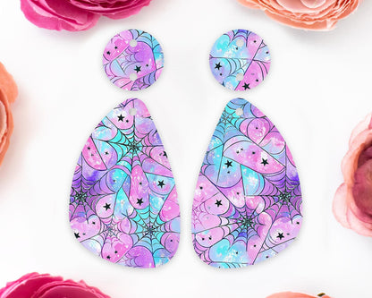 Pastel Spider Web Halloween Teardrop Earring Blanks