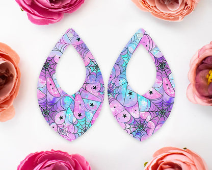 Pastel Spider Web Halloween Diamond Teardrop Earrings Blanks