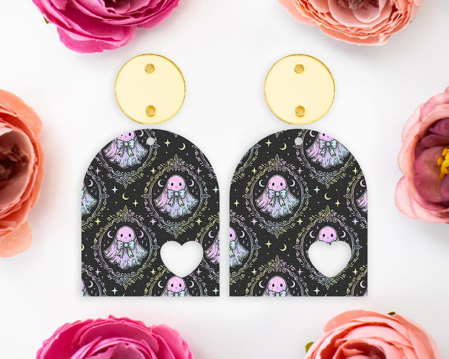 Pastel Ghost Heart Arch Halloween Earring Blanks