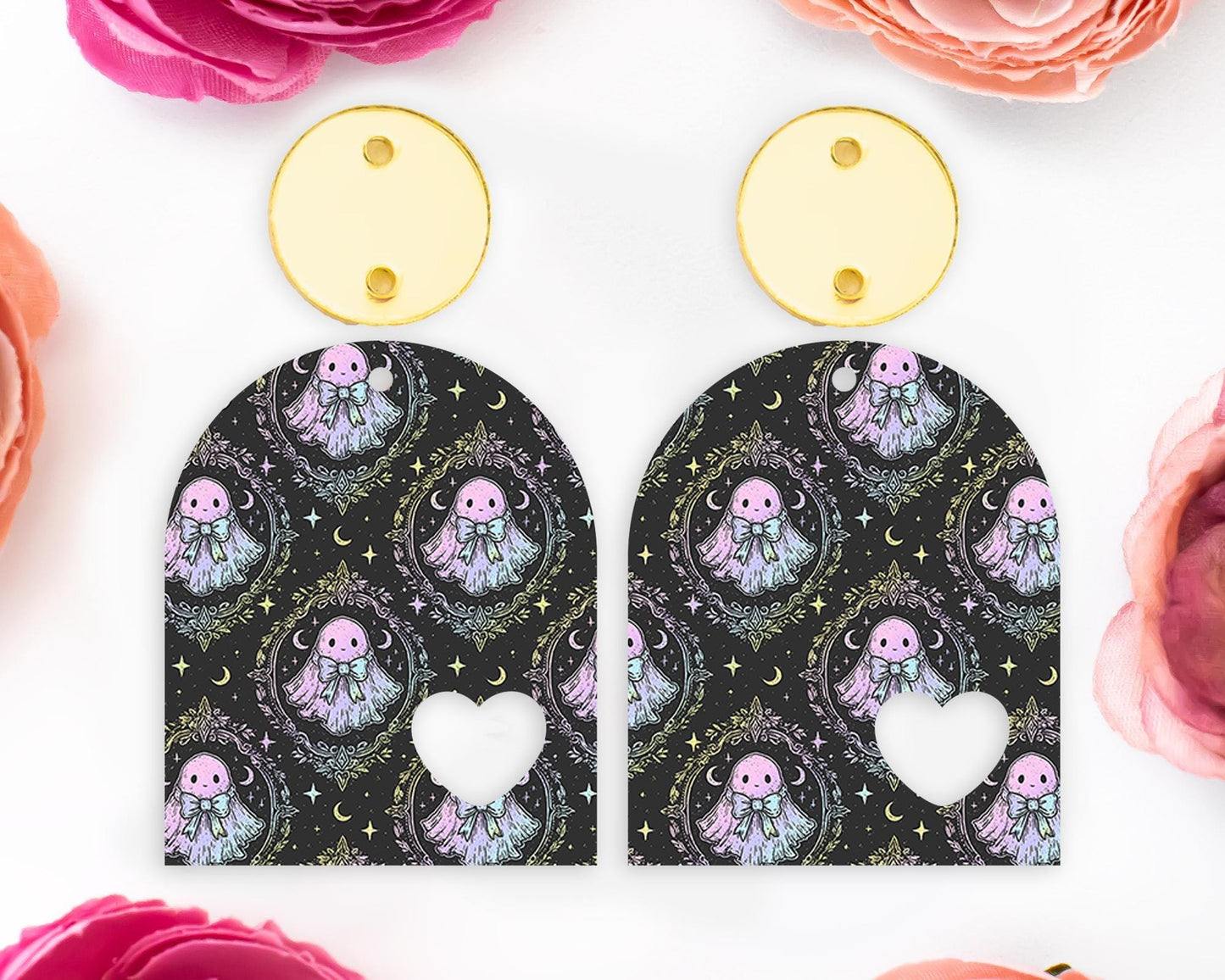 Pastel Ghost Heart Arch Halloween Earring Blanks