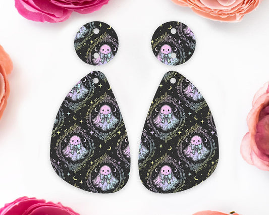 Pastel Ghost Halloween Teardrop Earring Blanks