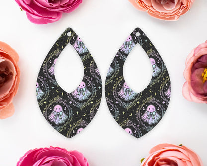 Pastel Ghost Halloween Teardrop Earrings Blanks
