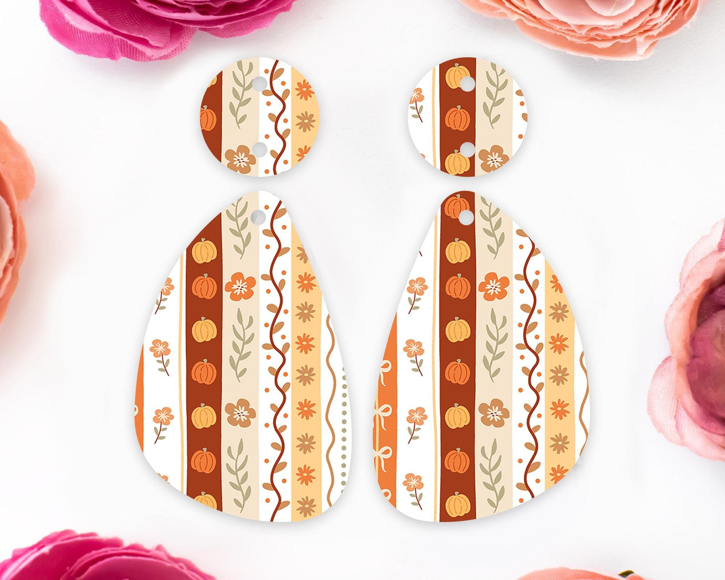 Fall Stripes Teardrop Earring Blanks
