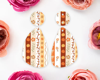 Fall Stripes Teardrop Earring Blanks