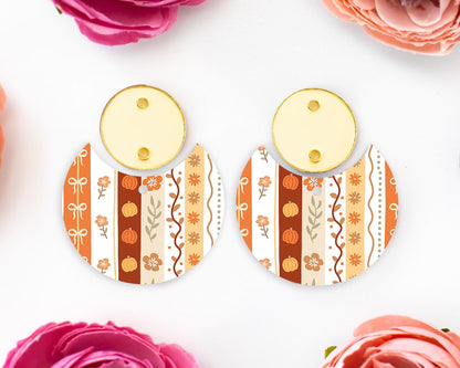 Fall Stripes Circle Drop Earring Blanks