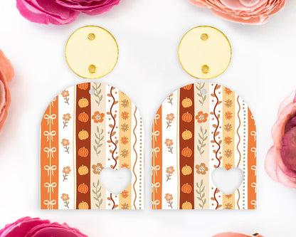 Fall Stripes Heart Arch Earring Blanks