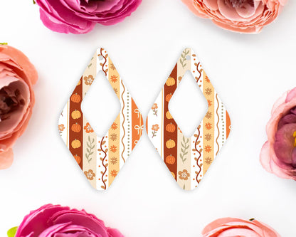 Fall Stripes Diamond Teardrop Earrings Blanks