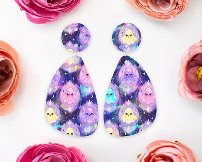 Spooky Pastel Ghosts Halloween Teardrop Earring Blanks