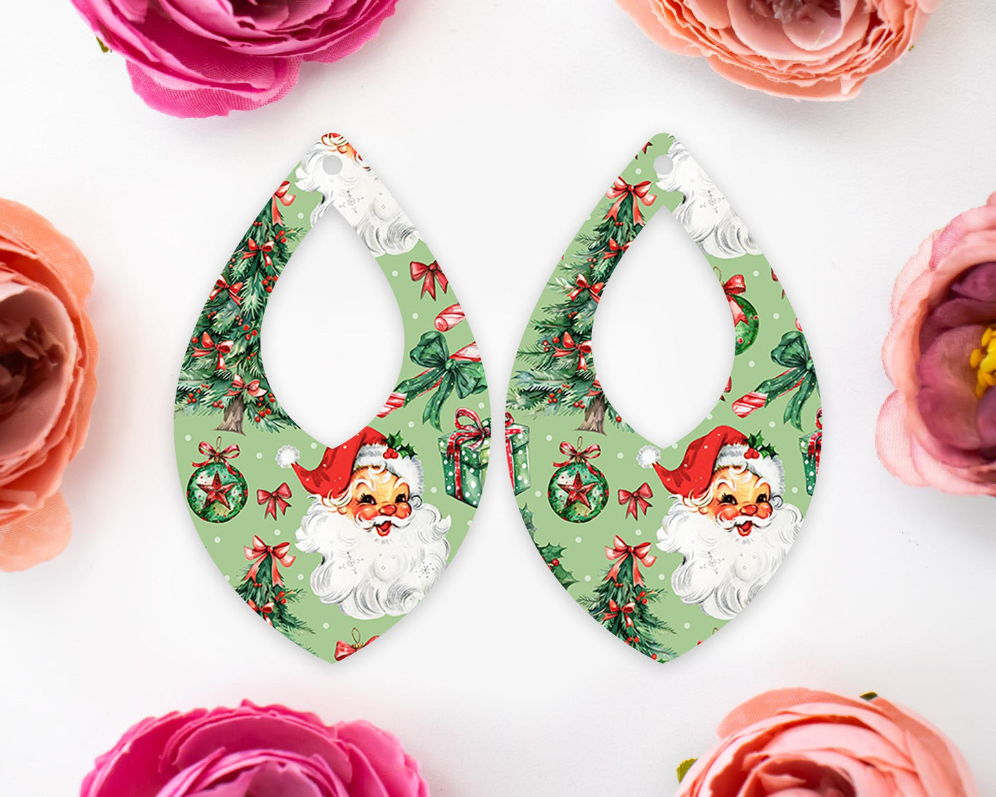 Retro Santa Teardrop Christmas Earring Blanks