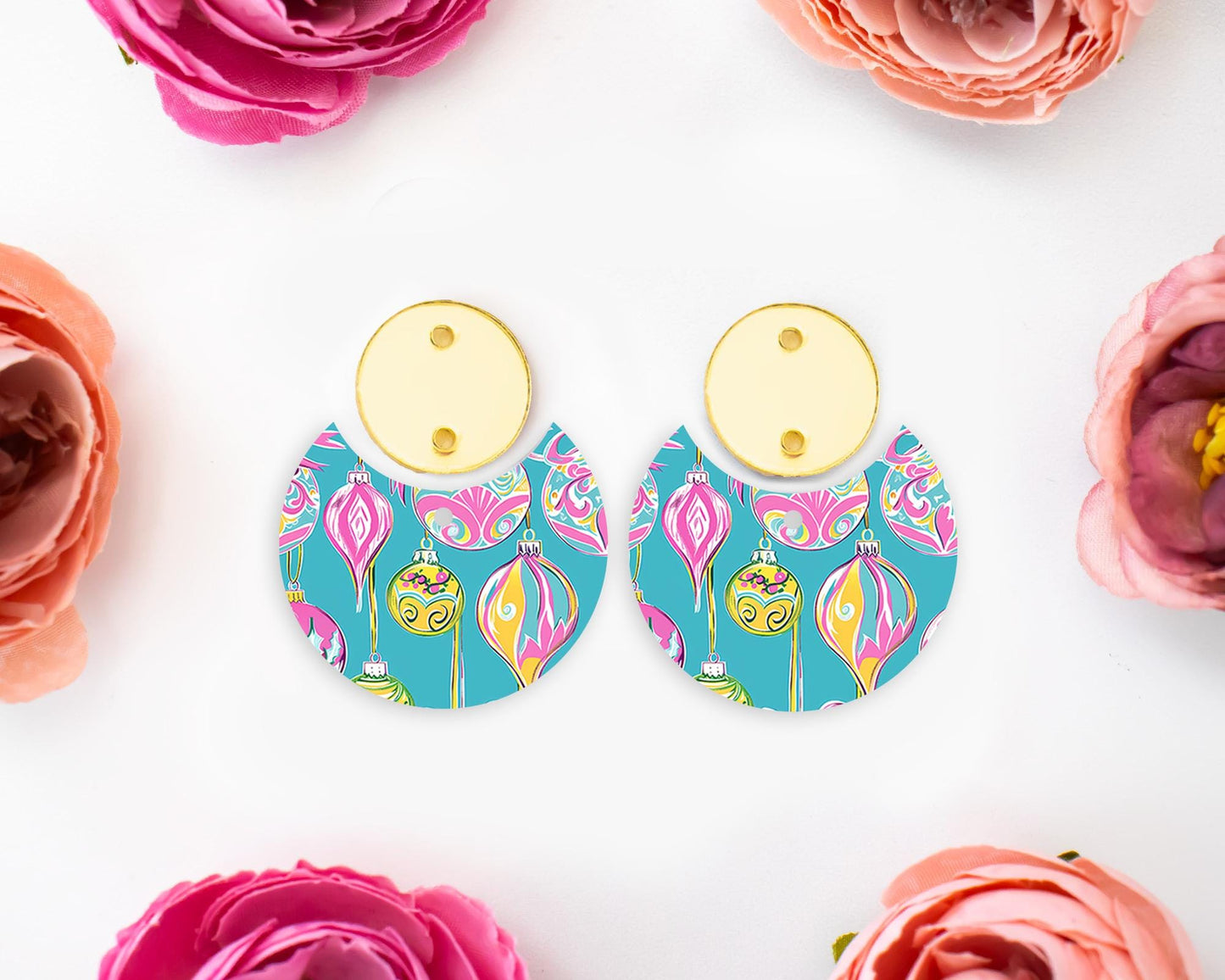 Christmas Ornaments Circle Drop Earring Blanks