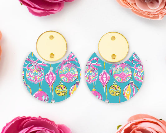 Christmas Ornaments Circle Drop Earring Blanks