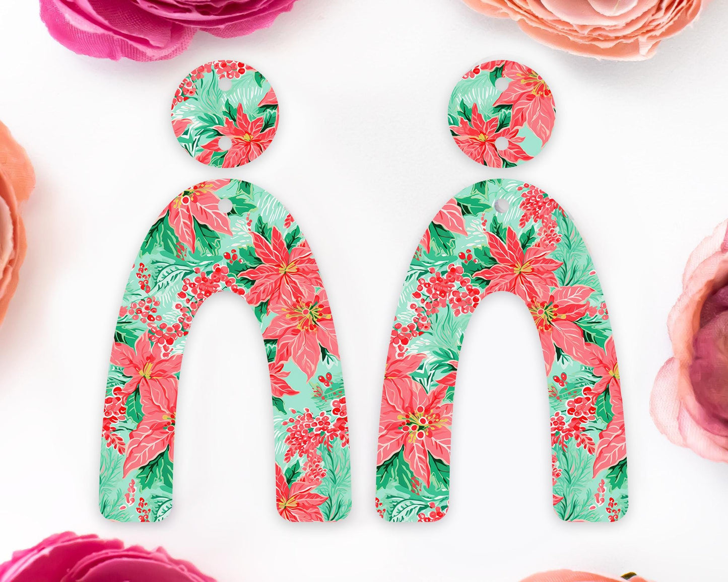Christmas Poinsettia Arch Earring Blanks