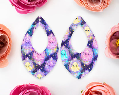 Spooky Pastel Ghosts Halloween Teardrop Earrings Blanks