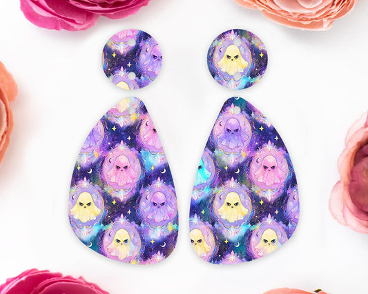 Spooky Pastel Ghosts Halloween Teardrop Earring Blanks
