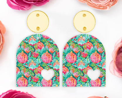 Red Christmas Ornaments Heart Arch Earring Blanks