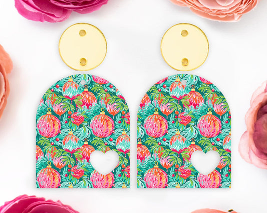 Red Christmas Ornaments Heart Arch Earring Blanks