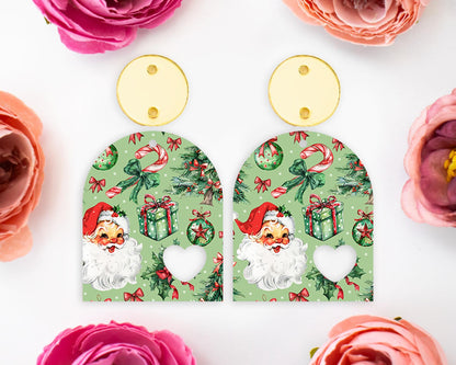 Retro Santa Christmas Heart Arch Earring Blanks
