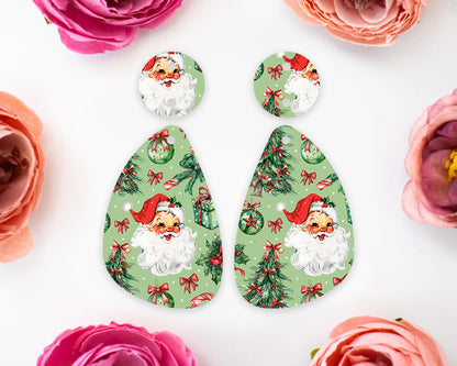 Retro Santa Teardrop Christmas Earring Blanks