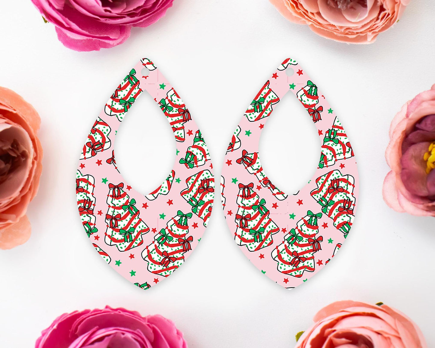 Christmas Cake Teardrop Earrings Blanks