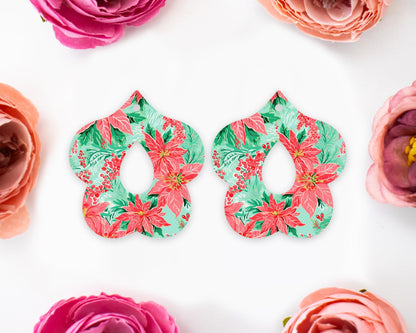 Christmas Poinsettia Teardrop Earrings Blanks