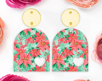 Christmas Poinsettia Heart Arch Earring Blanks